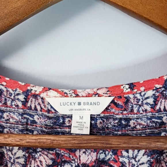 Lucky Brand Floral Dress Women's Size M Pink Midi Sleeveless Elastic Waist - Picture 8 of 8